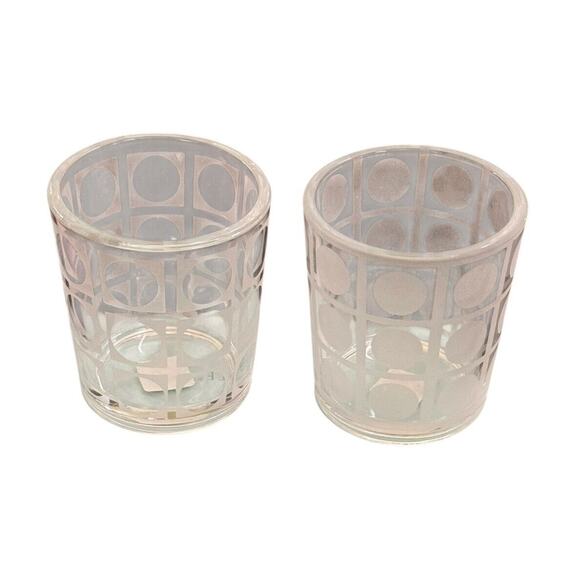 Partylite Retro Style Votive Pair Clear Glass Circle Design Candle Holders P8347 - Picture 3 of 7